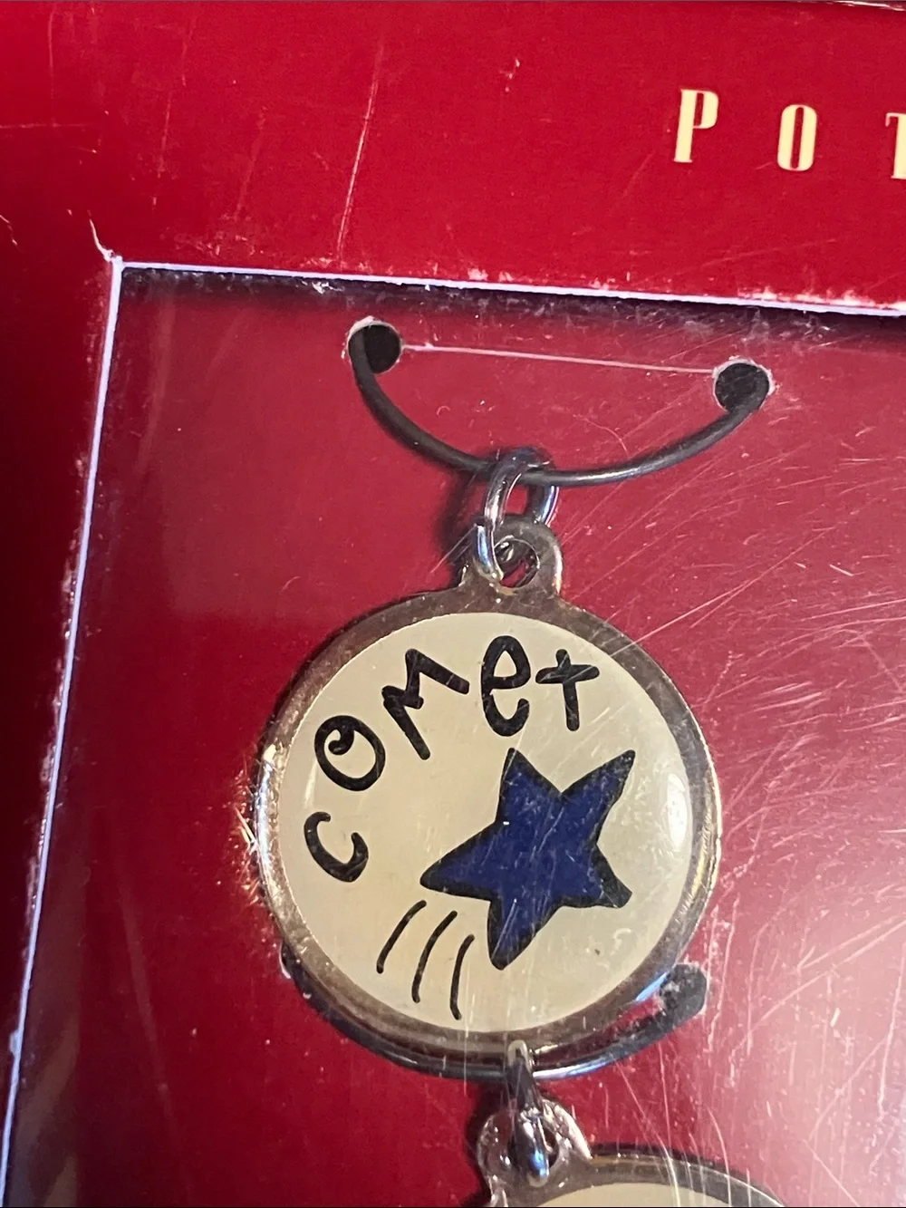 Vintage circa 2000s Pottery Barn Reindeer Wine Charms, original boxed set